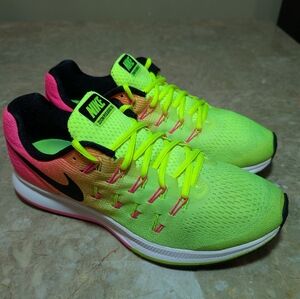 Nike Air Zoom Pegasus 33 (2016) Running Shoes Neon Green-pink Volt Men's Size 10